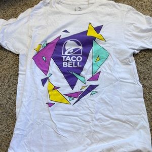 Taco Bell Graphic Retro Neon 90s White/Purple T-Shirt, size Medium